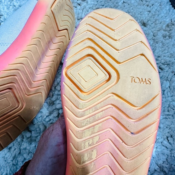 TOMS Canvas Beige Rubber Ergonomics Multi Colors Platform, Slip on Shoes 8.5 US - Picture 5 of 7